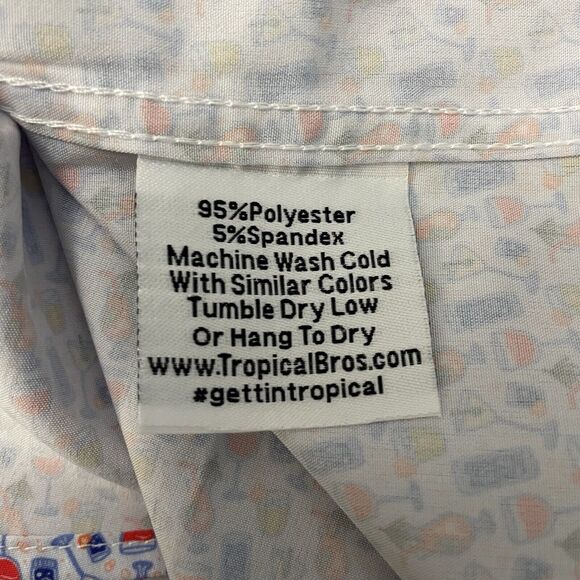 Tropical Bros Men's Large Alcohol Drinks AOP Moisture Wicking Button-Front Shirt - Picture 7 of 7